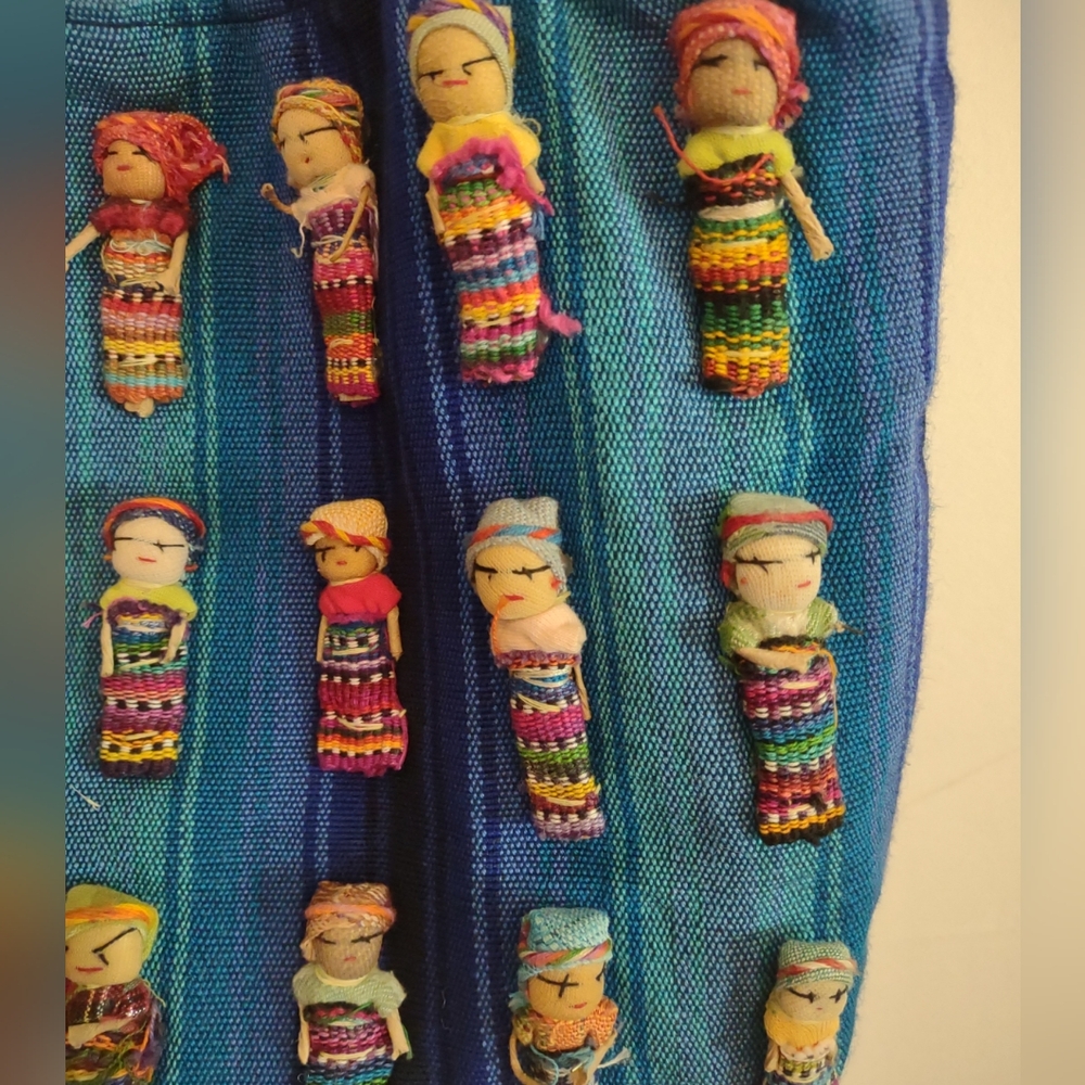 Vibrant Guatemalan Worry Doll Zipper Purse Handbag 9"h X 15"W x  2 1/2"d - Picture 10 of 10